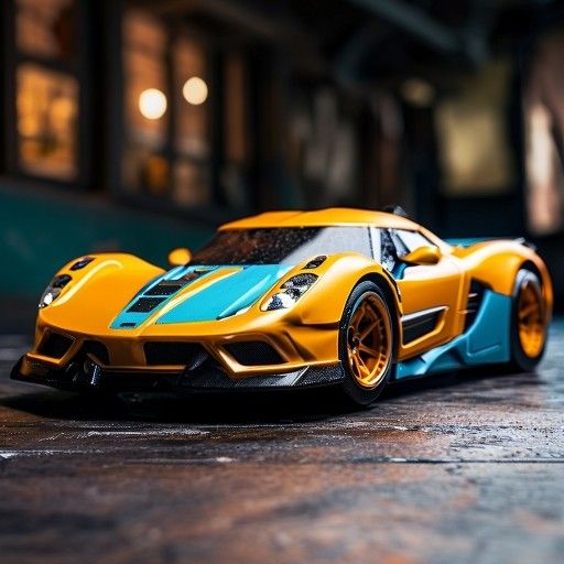 Yellow and blue toy supercar
